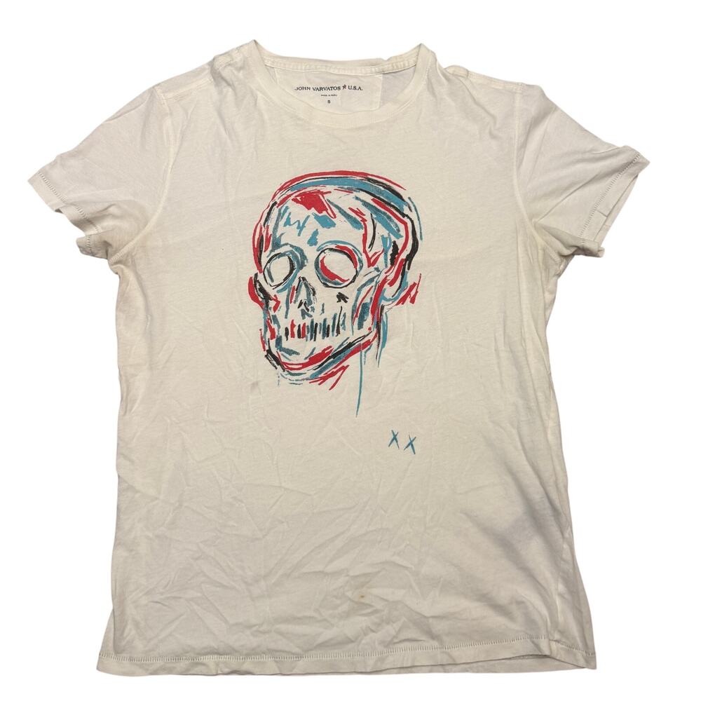 John Varvatos Star USA Color Skull Short Sleeve T Shirt Men's Small Punk Grunge